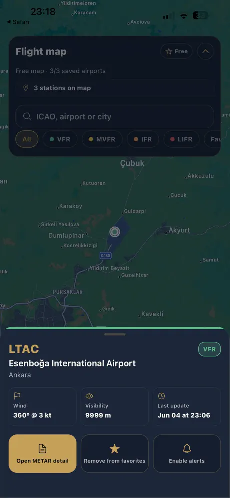 Metarapp — havaalanı detayı ve uçuş kategorisi